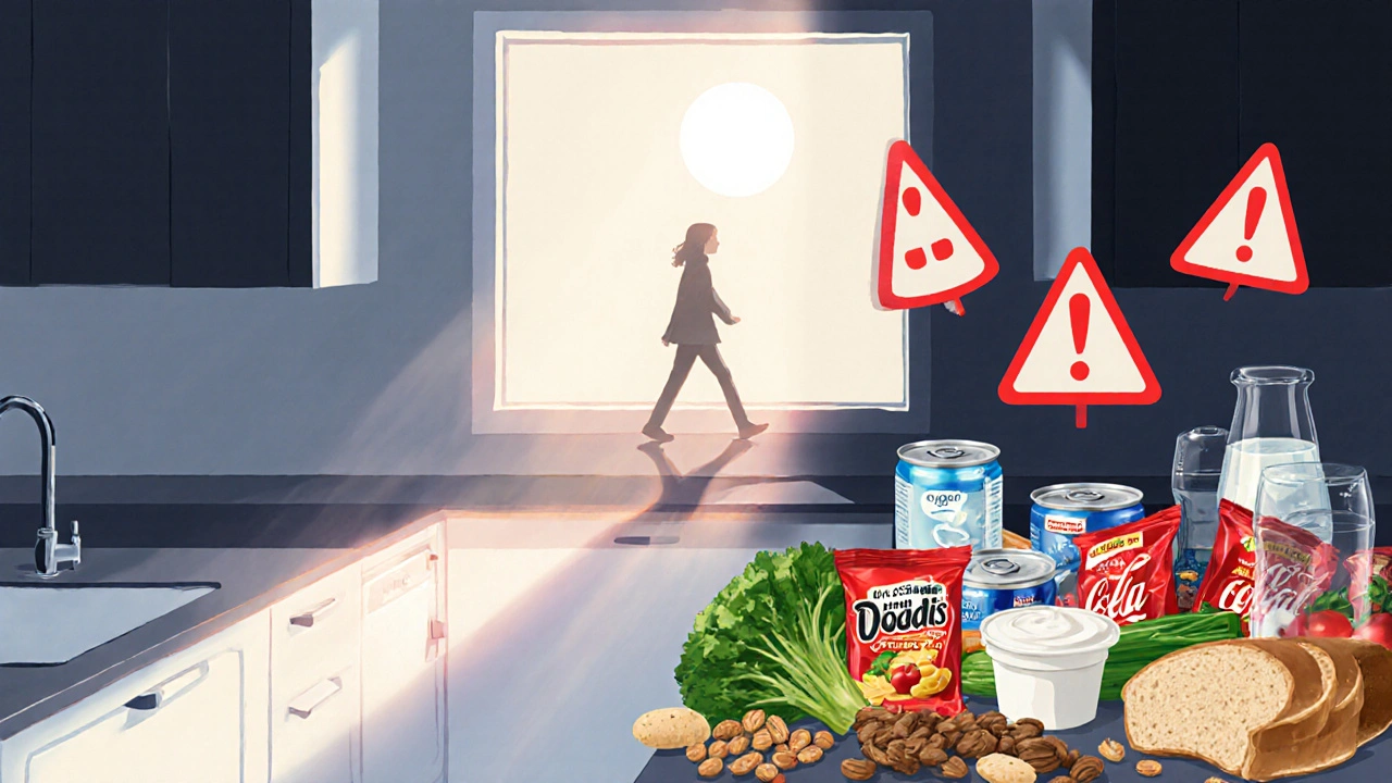 Dvě protikladné kuchyňské plochy: zdravé potraviny vs. zpracované výrobky