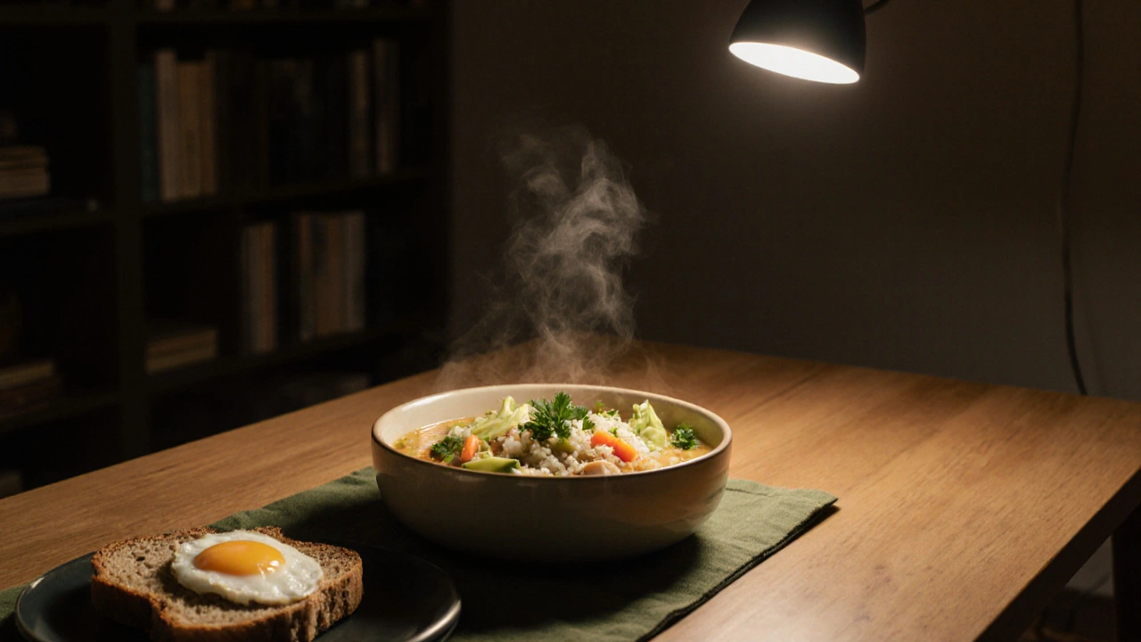 Kurčecí polévka s rýží a zeleninou a celozrnným chlebem s avokádem