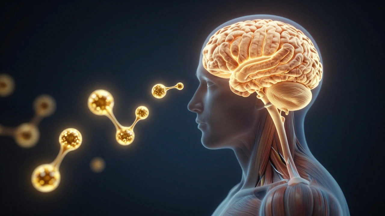 Tělo s proudy ketonů směřujících k mozku, tuky se přeměňují na energii.